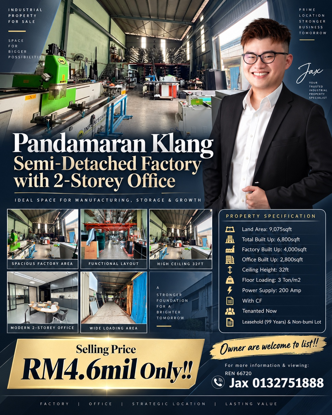 Pandamaran, Klang — Semi-Detached Factory For Sale — supplied photo 1
