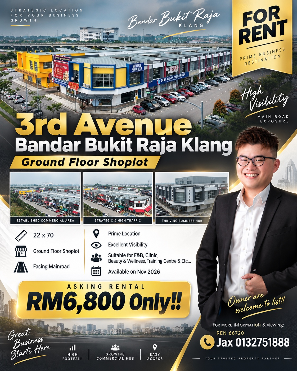 3rd Avenue Bandar Bukit Raja Klang Ground Floor Shoplot For Rent — photo 1