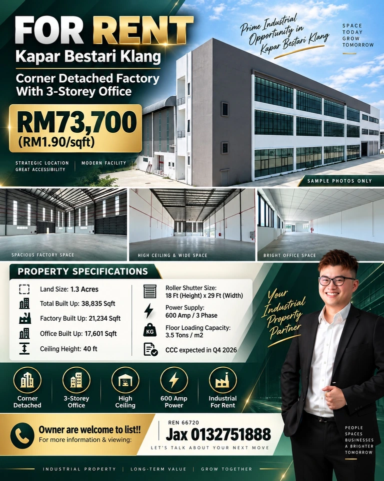 Kapar Bestari corner detached factory 3-storey office — photo 1