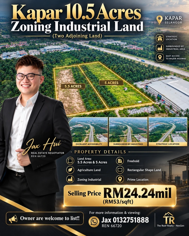 Kapar two adjoining industrial-zoned agricultural lots 10.5 acres — photo 1